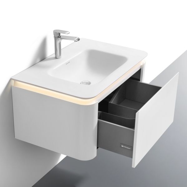 Тумба с раковиной Black&White Universe 925700 70 см молочный белый матовый