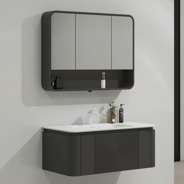 Тумба с раковиной Black&White Universe 9301000 100 см серый