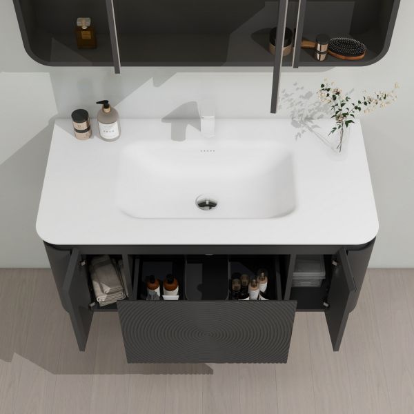 Тумба с раковиной Black&White Universe 9301000 100 см серый