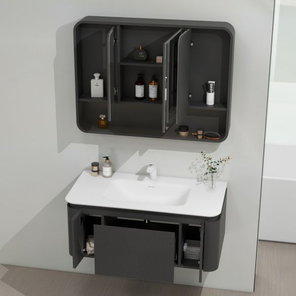 Зеркальный шкаф с подсветкой Black&White Universe 930MC1000 100 см серый