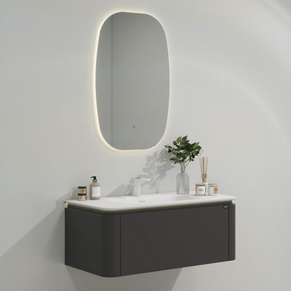 Тумба с раковиной Black&White Universe 9351000 100 см серый