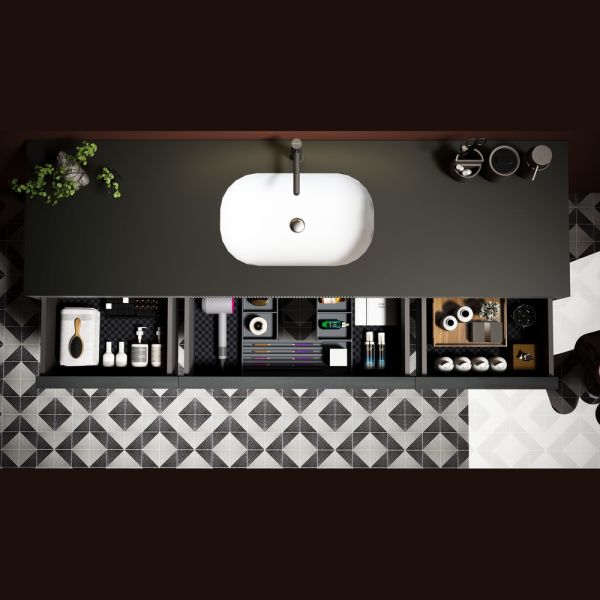 Тумба с раковиной Black&White Universe 9501600 160 см серый матовый