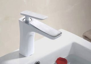 Смеситель для раковины Rose R1601F белый/хром Смеситель для раковины Rose R1601F белый/хром
