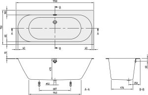 Квариловая ванна Villeroy & Boch Oberon 2.0 UBQ170OBR2DV-01 170x75 см с ножками