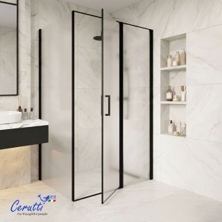 Душевой уголок Ceruttispa ВИКТОРИЯ (VICTORIA) 120BF R 0VICTORIA120BF R 120x90 см профиль чёрный стекло матовое