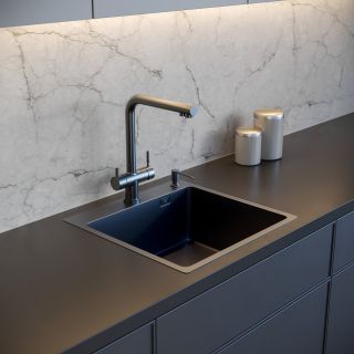 Мойка для кухни с корзиной и дозатором РМС MR-5050BL Matte графит