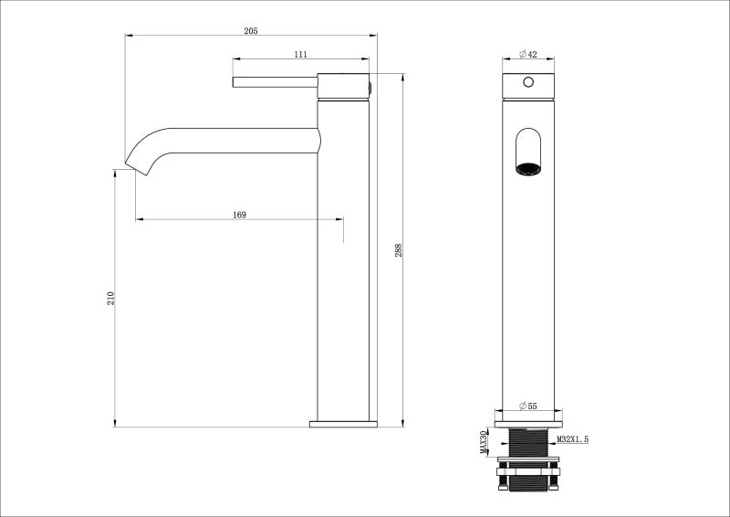 Смеситель для раковины Wonzon & Woghand Stick WW-88239017-CR хром