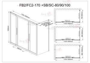 Душевой уголок AvaCan FC2 170-190 + SC 80 MT хром