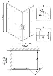 Душевой уголок Niagara Nova NG-6810-08 BLACK 120x80 см