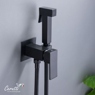 Гигиенический душ со смесителем Ceruttispa РЕЗИЯ (RESIA) SHB CT12131 чёрный матовый