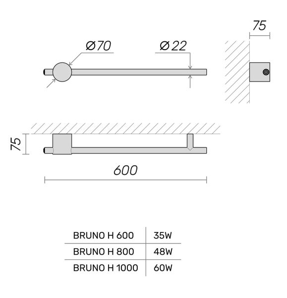 Электрический полотенцесушитель Broner Bruno BR.007.060.0000.SS 60 см с кнопкой сатин шёлк