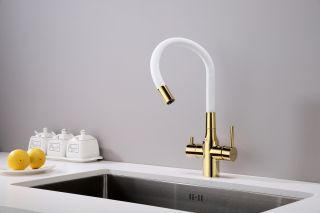 Смеситель для кухни Paulmark Salix Sa213419-Gw белый/золото Смеситель для кухни Paulmark Salix Sa213419-Gw белый/золото