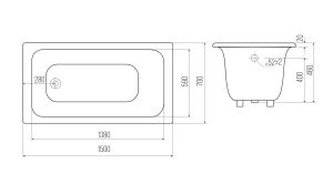 Ванна чугунная Goldman Comfort CF10070 100x70см с ножками