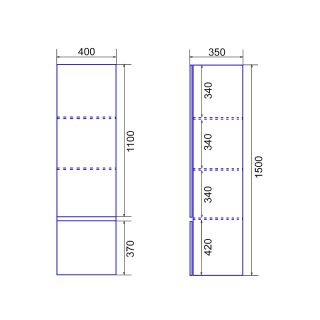Пенал подвесной Azario Velluto CS00088605 40 см белый