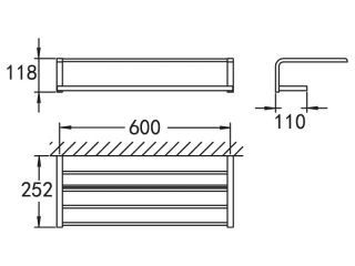 Полка для полотенец 60см, хром Cezares CZR-F-8925