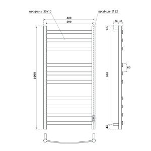 Полотенцесушитель электрический APEXTERMO Umbra UM00105WM 1000x500 белый матовый