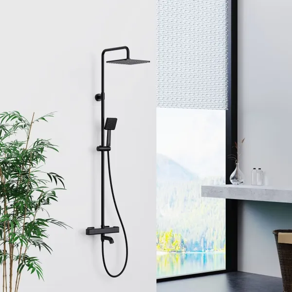 Душевая стойка Gappo G2491-6 с термостатом чёрный