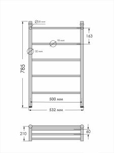 Полотенцесушитель водяной Indigo Line LLSHW80-50GDPK3 с полкой 80x50 см золото