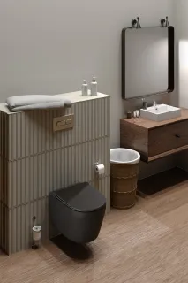 Унитаз Good Door подвесной KVADRO DARK GREY (сиденье дюропласт с микролифтом)