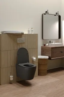 Унитаз Good Door подвесной ROUND DARK GREY (сиденье дюропласт с микролифтом)