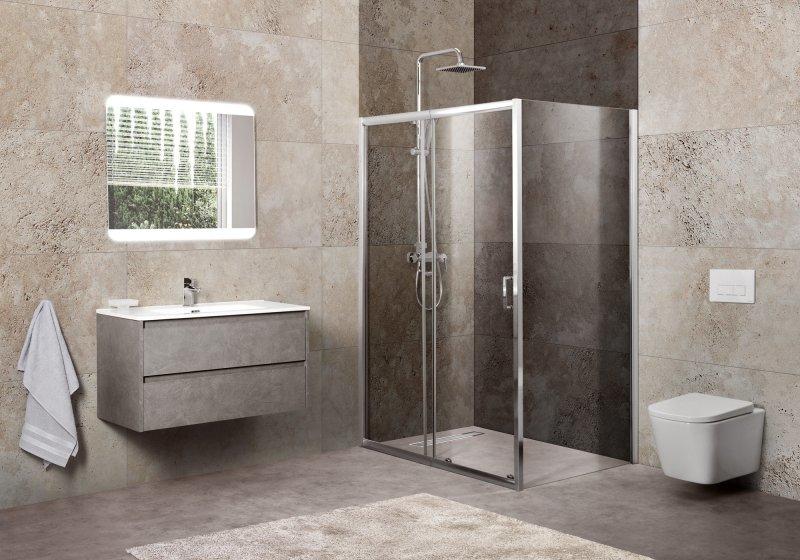 Душевой уголок прямоугольный, хром BelBagno UNIQUE-AH-1-100/115-90-C-Cr
