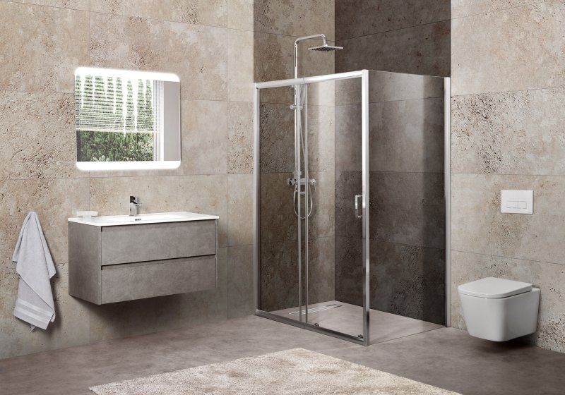 Душевой уголок прямоугольный, хром BelBagno UNIQUE-AH-1-110/125-80-C-Cr