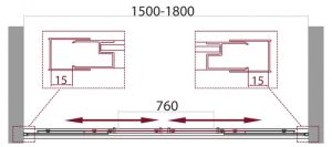Шторка на ванну, хром BelBagno UNIQUE-VF-2-150/180-140-C-Cr