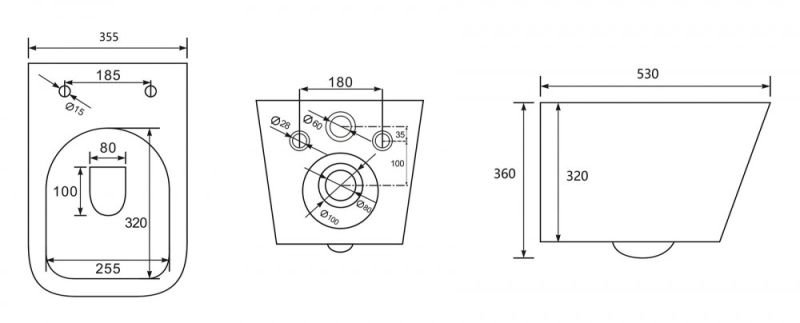 Подвесной унитаз ABBER Rechteck AC1201 безободковый белый