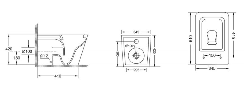 Приставной ABBER Rechteck AC1211 безободковый белый