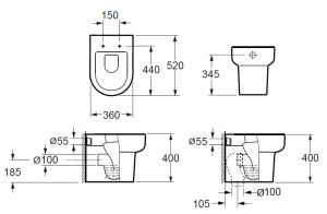Унитаз Grossman Elegance GR-PR3015 приставной с сиденьем Микролифт