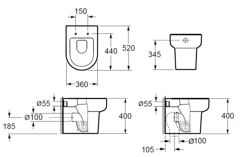 Унитаз Grossman Elegance GR-PR3015 приставной с сиденьем Микролифт