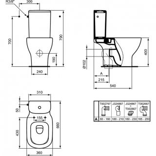 Унитаз компакт Ideal Standard Tesi T008701 без бачка и сиденья Унитаз компакт Ideal Standard Tesi T008701 без бачка и сиденья