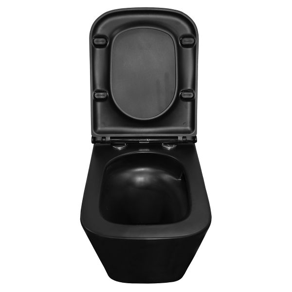 Унитаз подвесной Azario Teramo AZ-0052-UQ1MB черный безободковый с сиденьем микролифт Унитаз подвесной Azario Teramo AZ-0052-UQ1MB черный безободковый с сиденьем микролифт