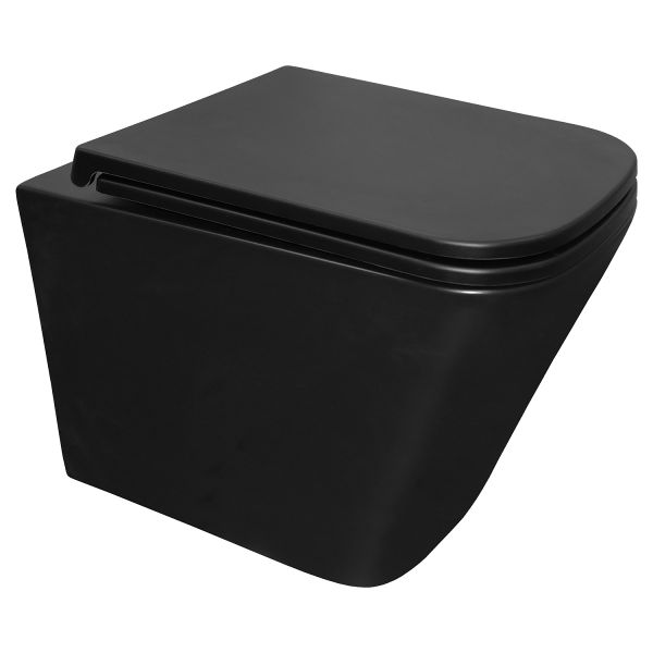 Унитаз подвесной Azario Teramo AZ-0052-UQ1MB черный безободковый с сиденьем микролифт Унитаз подвесной Azario Teramo AZ-0052-UQ1MB черный безободковый с сиденьем микролифт
