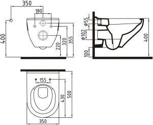 Унитаз подвесной Bien Ion безободковый, с биде  IOKA050N2VP1W5000