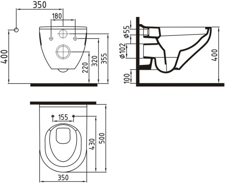 Унитаз подвесной Bien Ion безободковый, с биде  IOKA050N2VP1W5000