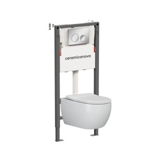 Комплект Ceramicanova подвесной унитаз Play CN3001 инсталляция CN161001 панель смыва CN16-001CH хром