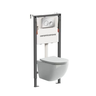 Комплект Ceramicanova подвесной унитаз Forma Rimless инсталляция Balance кнопка Circle хром