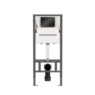 Комплект Ceramicanova подвесной унитаз Ulma Rimless+ инсталляция Balance кнопка Square чёрный матовый