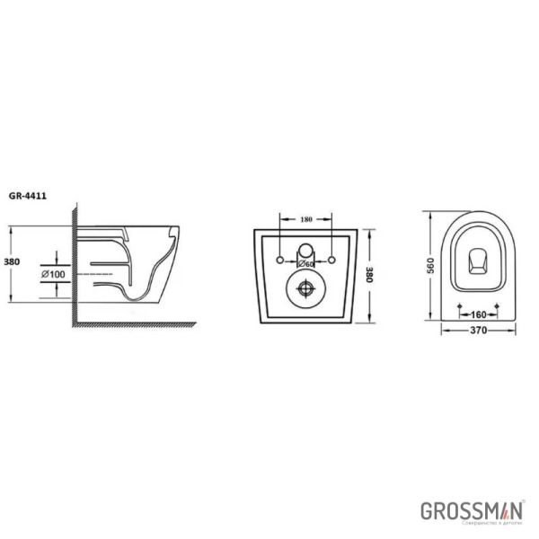 Подвесной унитаз Grossman GR-4411S безободковый белый