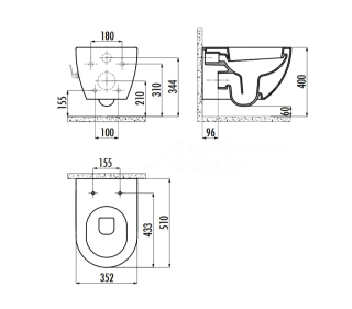 Подвесной унитаз с функцией биде Creavit Free FE322-34CB00E-0002 безободковый белый