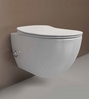 Подвесной унитаз с функцией биде Creavit Free FE322-34CB00E-0002 безободковый белый