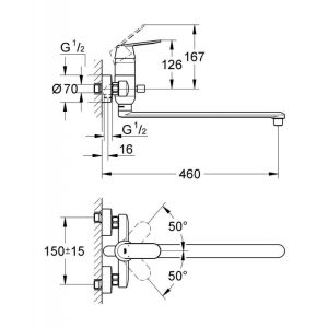Смеситель для ванны Grohe Eurosmart Cosmopolitan 32847000 хром