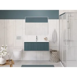 База под раковину BelBagno подвесная с фрезерованными ручками по всей длине фасада с одним выкатн. ящ. 1000х455x350, UNO-1000-1C-SO-AO голубой матовый