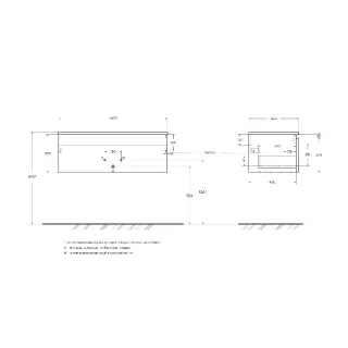 База под раковину BelBagno подвесная с фрезерованными ручками по всей длине фасада с одним выкатн. ящ. 1000х455x350, UNO-1000-1C-SO-AO голубой матовый