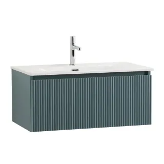 База под раковину BelBagno подвесная с фрезерованными ручками по всей длине фасада с одним выкатн. ящ. 1000х455x350, UNO-1000-1C-SO-AO голубой матовый