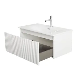 База под раковину BelBagno подвесная с фрезерованными ручками по всей длине фасада с одним выкатн. ящ., Bianco Opaco, 1000x455x350, UNO-1000-1C-SO-BO белый матовый