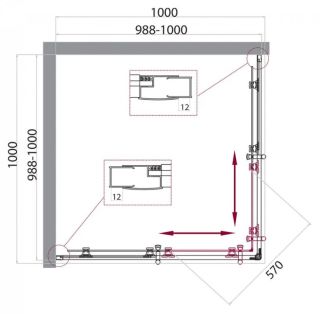 Душевой уголок BelBagno Uno 100x100см чёрный UNO-195-A-2-100-C-NERO