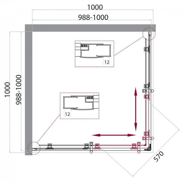 Душевой уголок BelBagno Uno 100x100см чёрный UNO-195-A-2-100-C-NERO