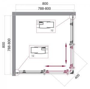 Душевой уголок квадратный, хром BelBagno UNO-195-A-2-80-C-Cr